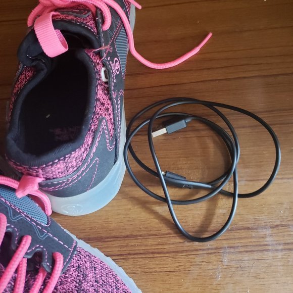 Flashlights Girls' Multi Color Light-Up, Lightweight Athletic Sneakers (Black Pi - Picture 2 of 5